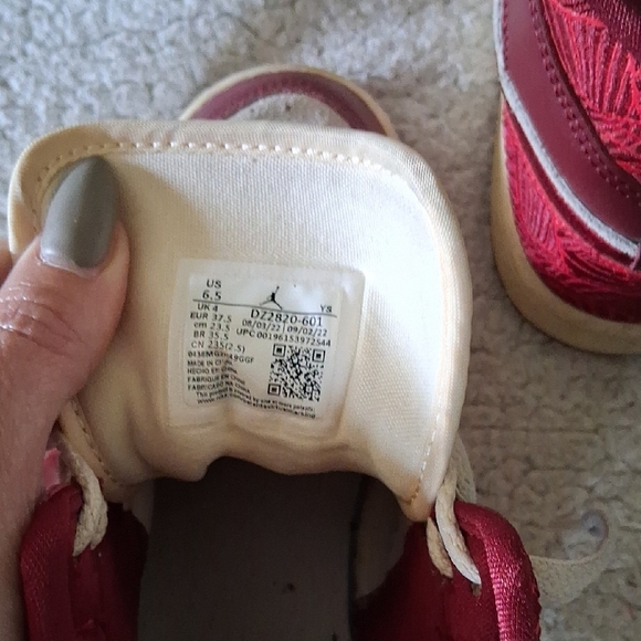 Nike Air Jordan 1 Women's Burgundy and White Athletic Shoes - Picture 5 of 6